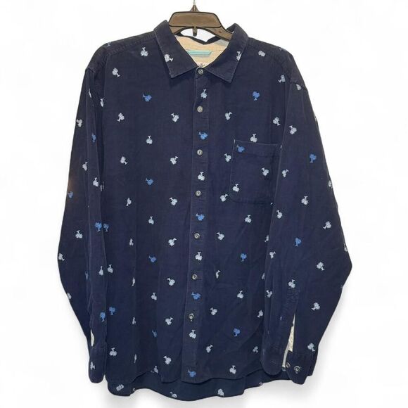 Tommy Bahama Men’s Navy lightweight corduroy long sleeve button down shirt XXL - Picture 1 of 5